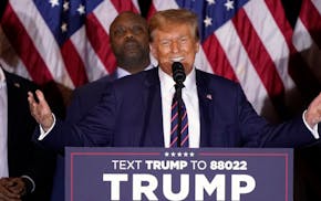 Republican presidential candidate former President Donald Trump speaks at a primary election night party in Nashua, N.H., Tuesday, Jan. 23, 2024.