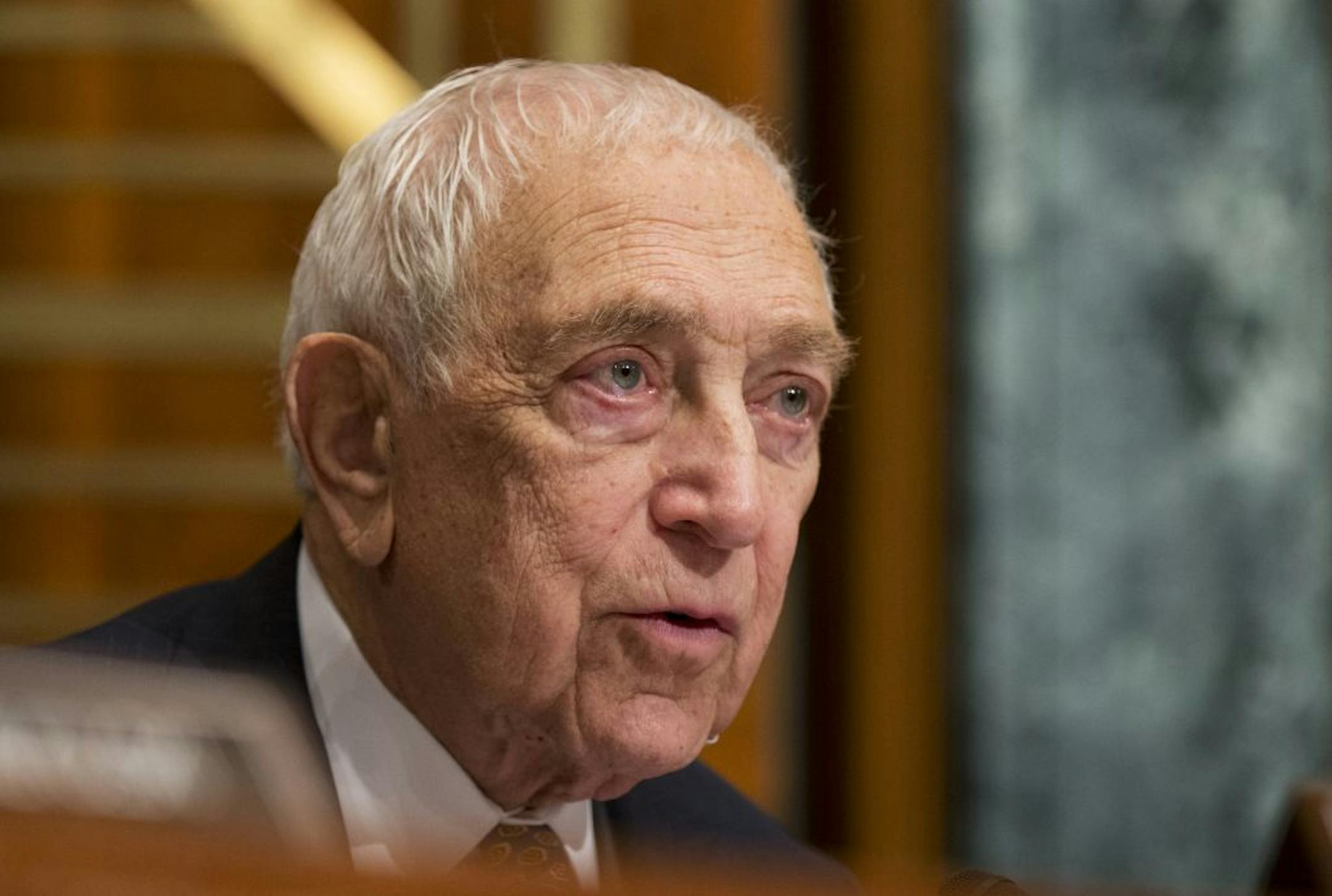 In a Dec. 5, 2012, file photo Sen. Frank Lautenberg, D-N.J., speaks to witnesses, during a hearing on Superstorm Sandy on Capitol Hill in Washington.