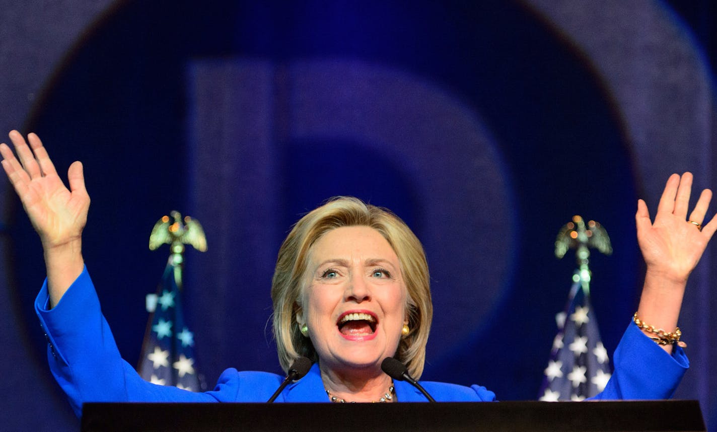 Former Secretary of State Hillary Clinton spoke to the DNC summer meeting in Minneapolis. ] GLEN STUBBE * gstubbe@startribune.com Friday, August 28, 2015 Democratic National Committee Summer Meeting is being held in Minneapolis beginning Thursday. Hillary Clinton, Bernie Sanders, Martin O'Malley, Lincoln Chafee and Jim Webb are expected to address DNC meeting goers.