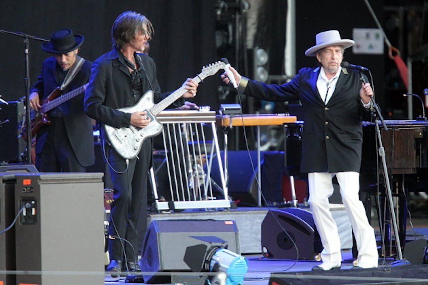 Bob Dylan and his band played outdoors in Carhaix, France, last year but haven't done so in his native state for a half-decade. / AP Photo by David Vincent