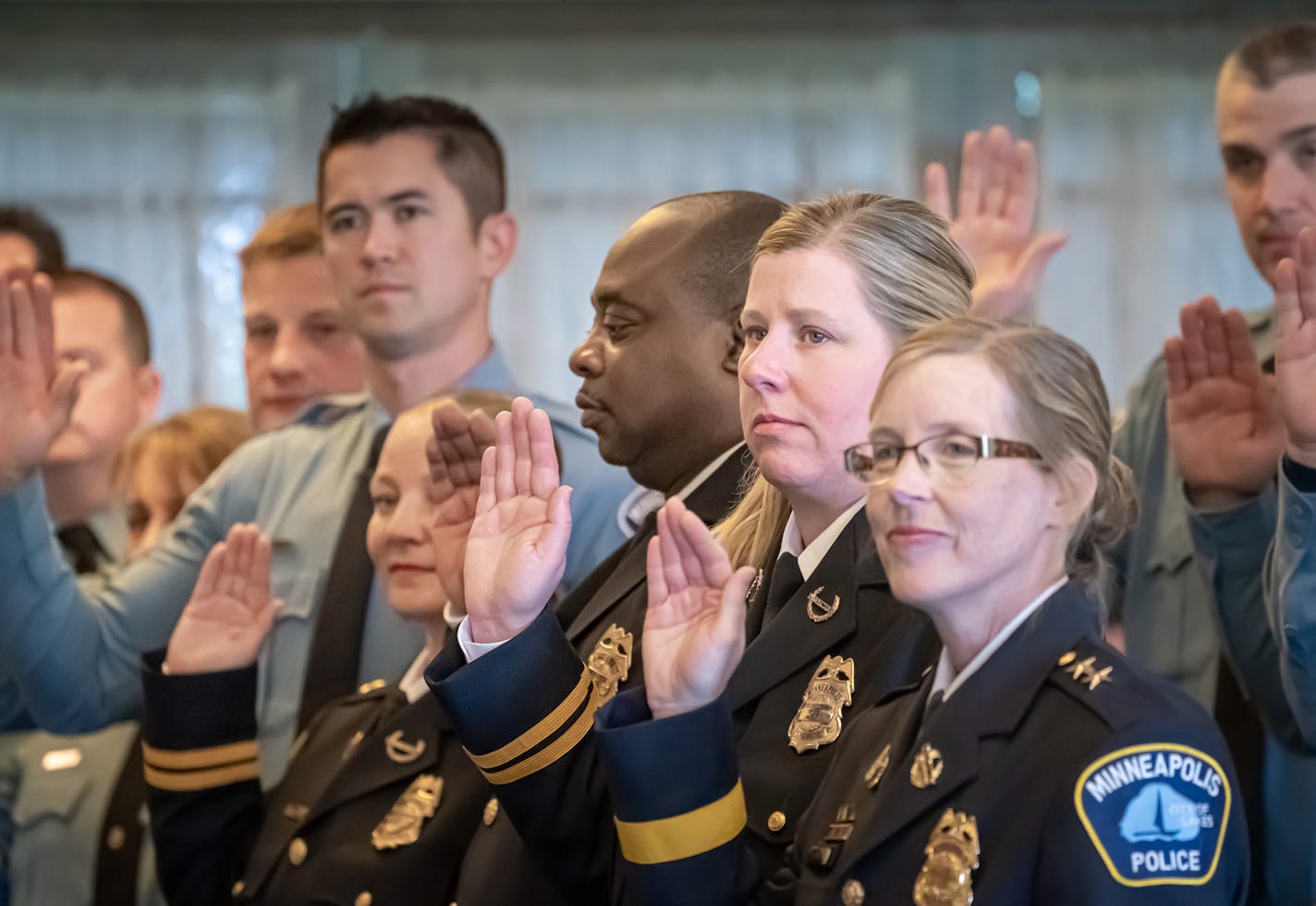 Commander Katie Blackwell, right