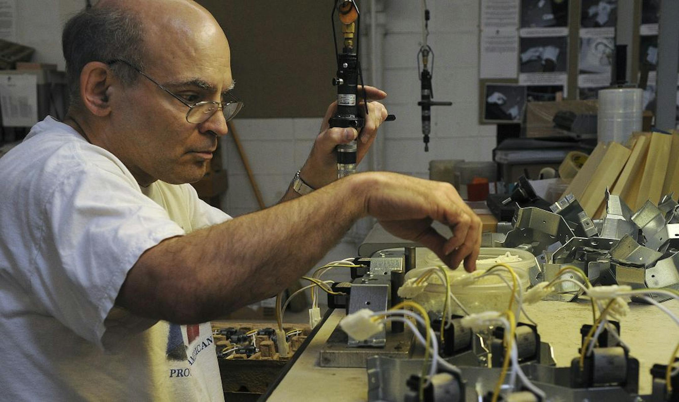 Kevin Whitley, who has worked at Rise Inc. for the last 33 years, was building parts for refrigerators last week in Spring Lake Park.