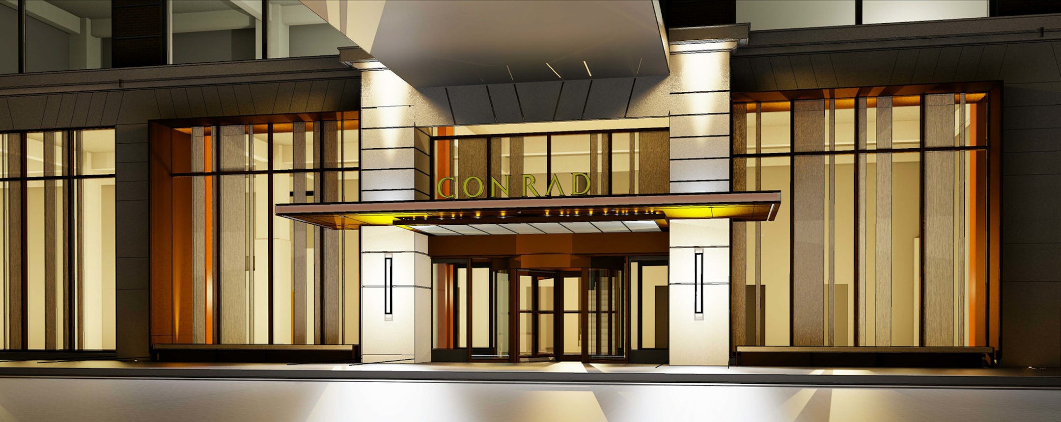 Architects’ renderings for the proposed hotel project in the Plymouth Building in downtown Minneapolis: The entrance of the luxury hotel.