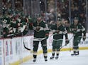 The Wild celebrated one of its six goals Thursday night at Xcel Energy Center.