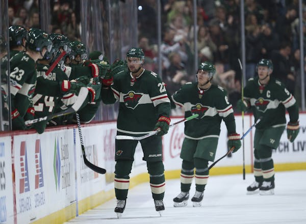 The Wild celebrated one of its six goals Thursday night at Xcel Energy Center.