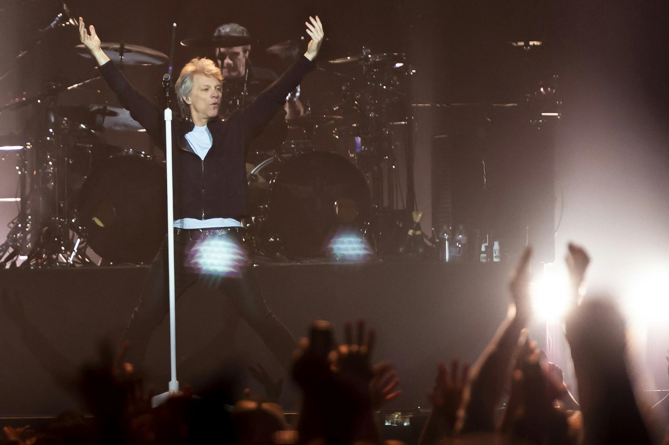 Jon Bon Jovi performs to a packed Xcel Energy Center Saturday night on the This House Is Not For Sale tour.