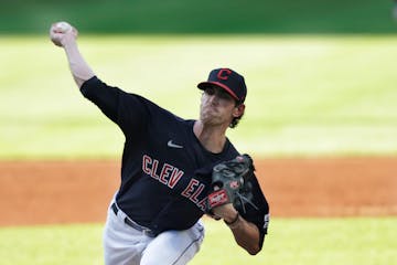 Cleveland starting pitcher Shane Bieber delivers in the first inning against the Kansas City Royals on July 24.