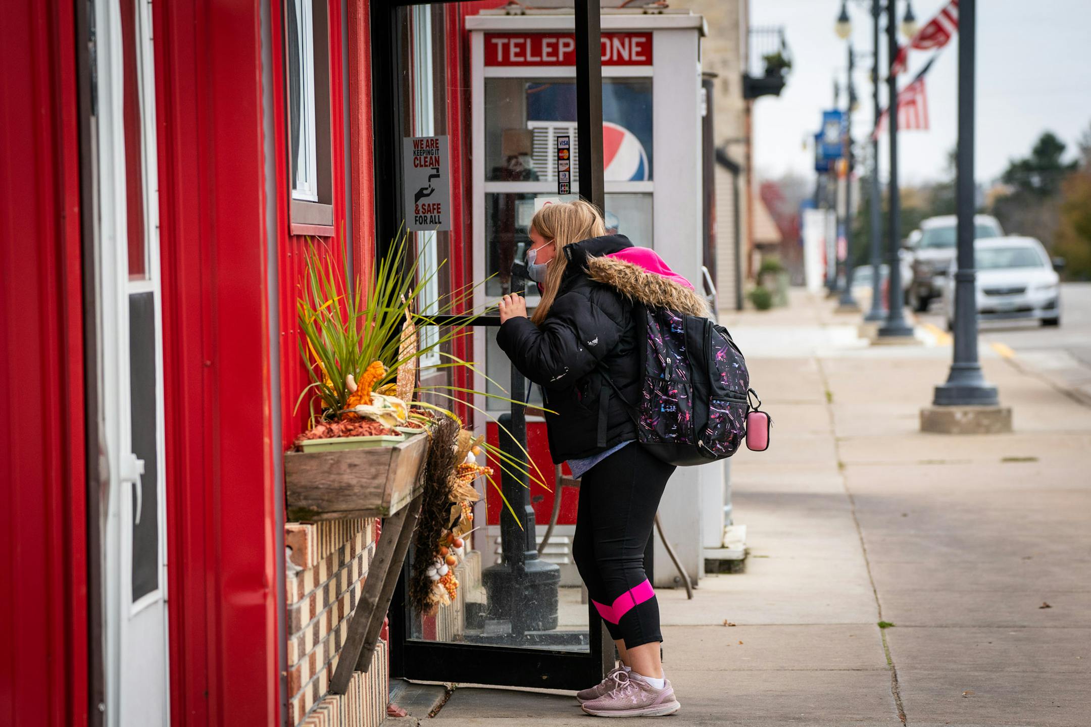 A child walked into Elsie's in Caledonia wearing a mask after school.