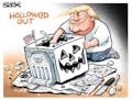 Sack cartoon: Trump's Halloween carving