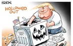Sack cartoon: Trump's Halloween carving