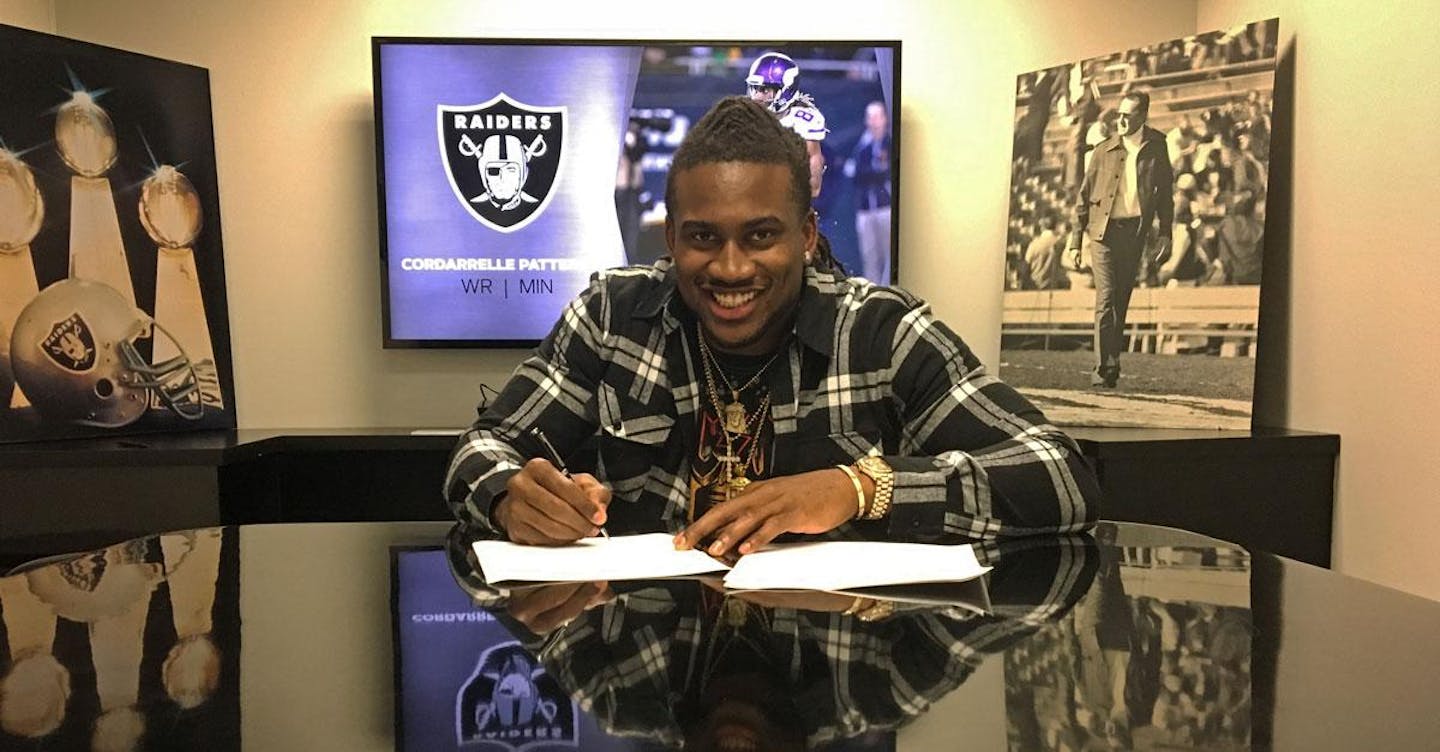 Cordarralle Patterson signs with the Oakland Raiders, ending his Vikings tenure.