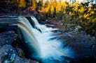 One of the most popular and spectacular falls is at Gooseberry Falls State Park, this is the middle falls in Mid-April.