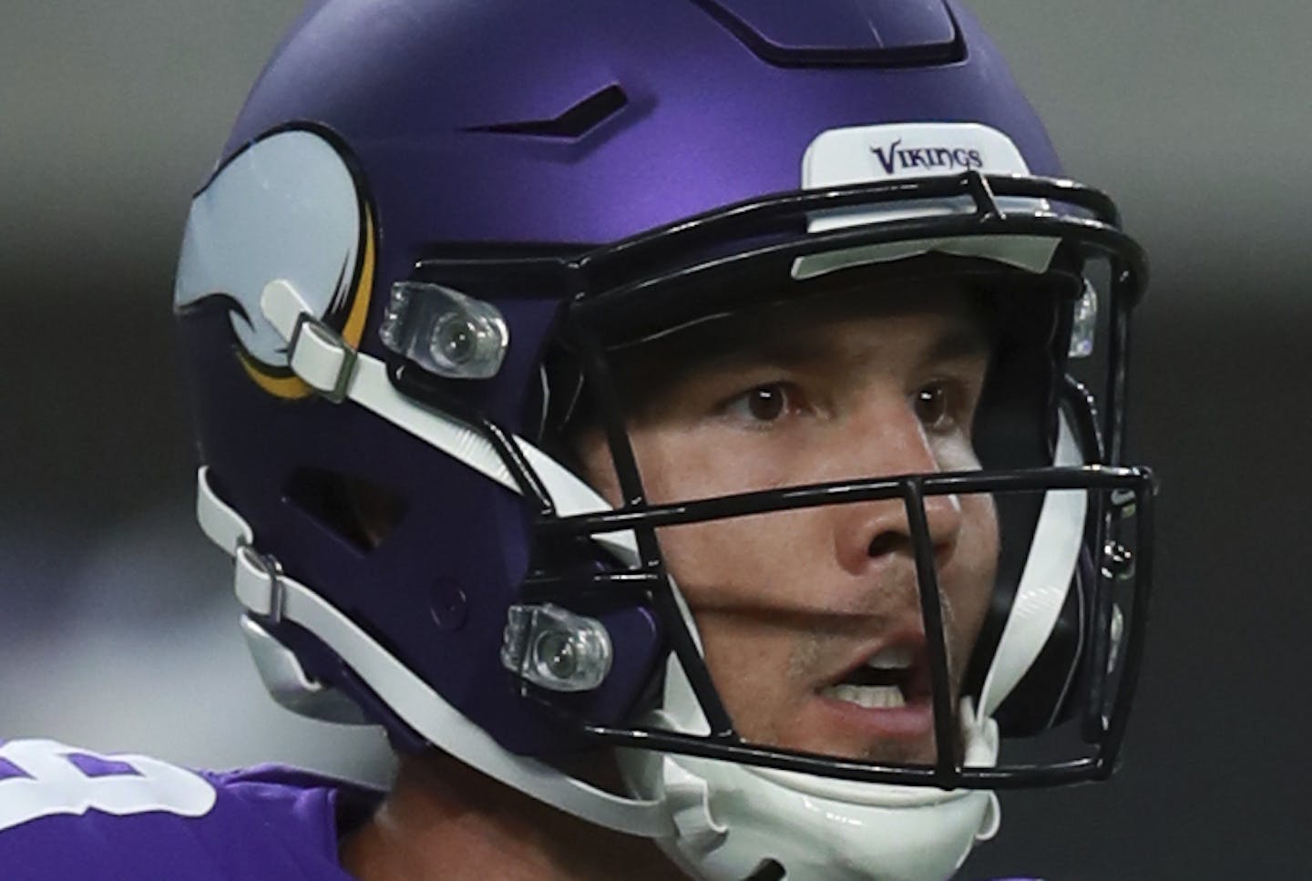 Minnesota Vikings quarterback Sam Bradford (8) looks to throw a pass against the San Francisco 49ers during an NFL preseason football game Sunday, Aug. 27, 2017, in Minneapolis. (Jeff Haynes/AP Images for Panini)