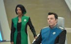 THE ORVILLE: L-R: Penny Johnson Jerald, Seth MacFarlane and Peter Macon in the new space adventure series from the creator of "Family Guy." The first 