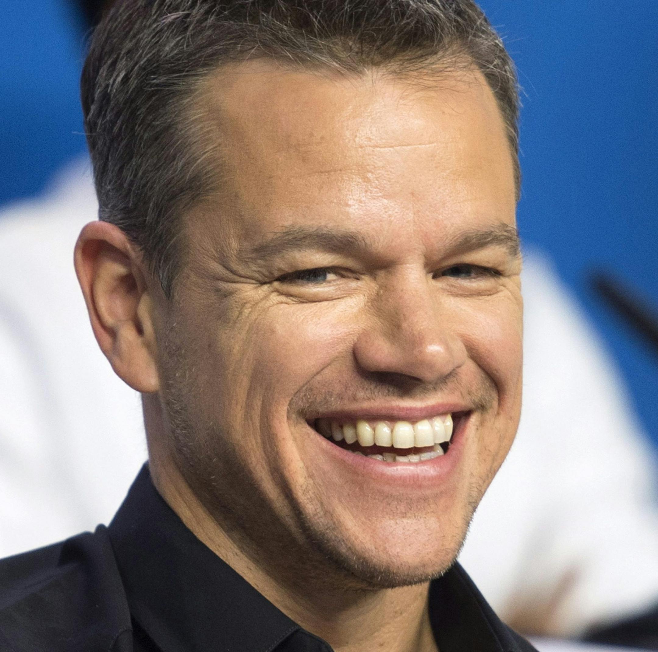FILE - In this Sept. 11, 2015 file photo, actor Matt Damon laughs during a press conference promoting the film "The Martian" during the 2015 Toronto International Film Festival in Toronto. Damon has been selected to deliver the university&#xed;s 2016 commencement address. MIT announced Thursday, Dec. 10, that the Academy Award-winning actor, filmmaker, social activist and Cambridge native will address graduates on June 3. (Darren Calabrese/The Canadian Press via AP, File)