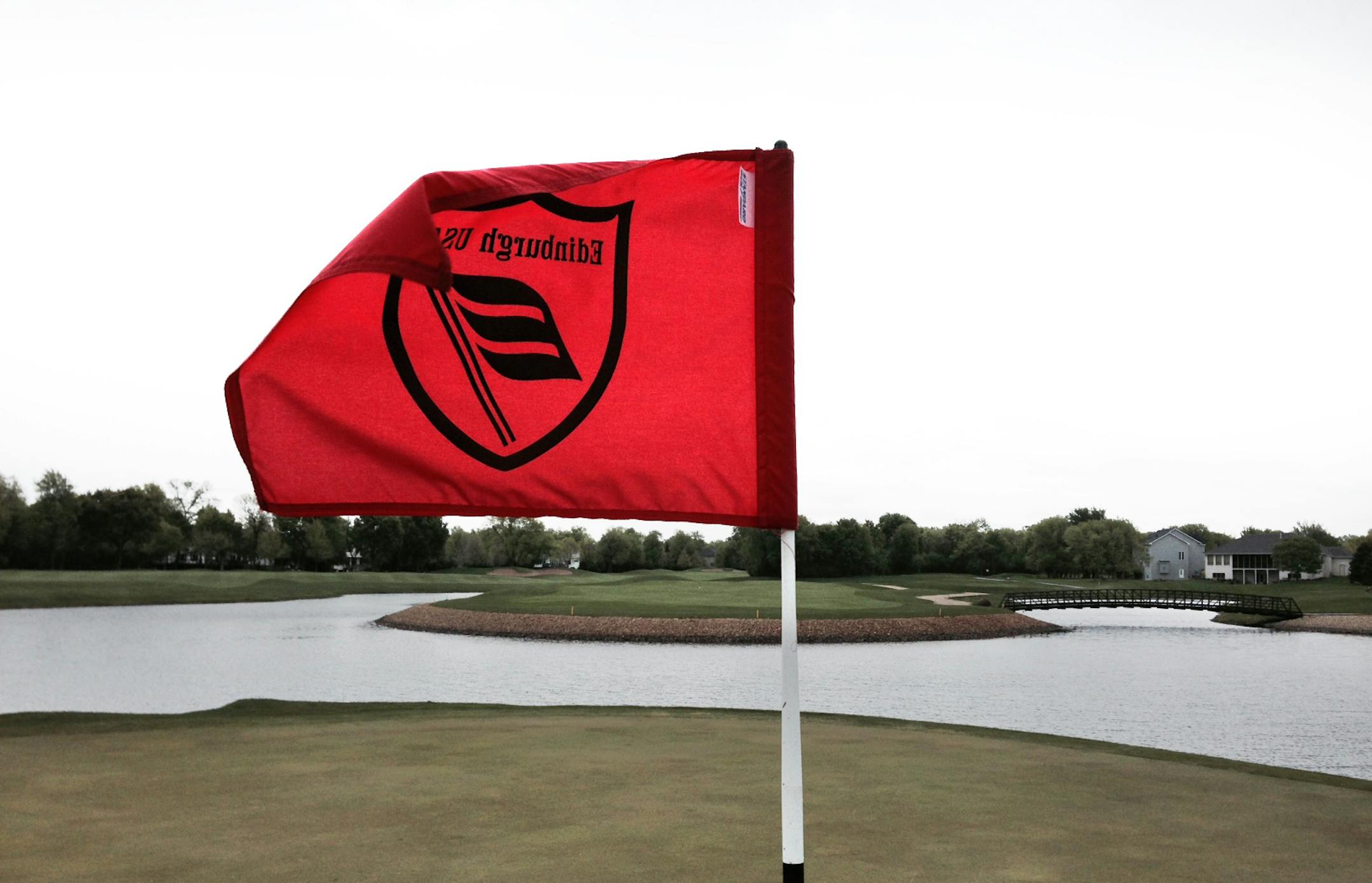 Here's the view from the 17th green at Edinburgh USA, where the island fairway looks even smaller than it does from the tee box.