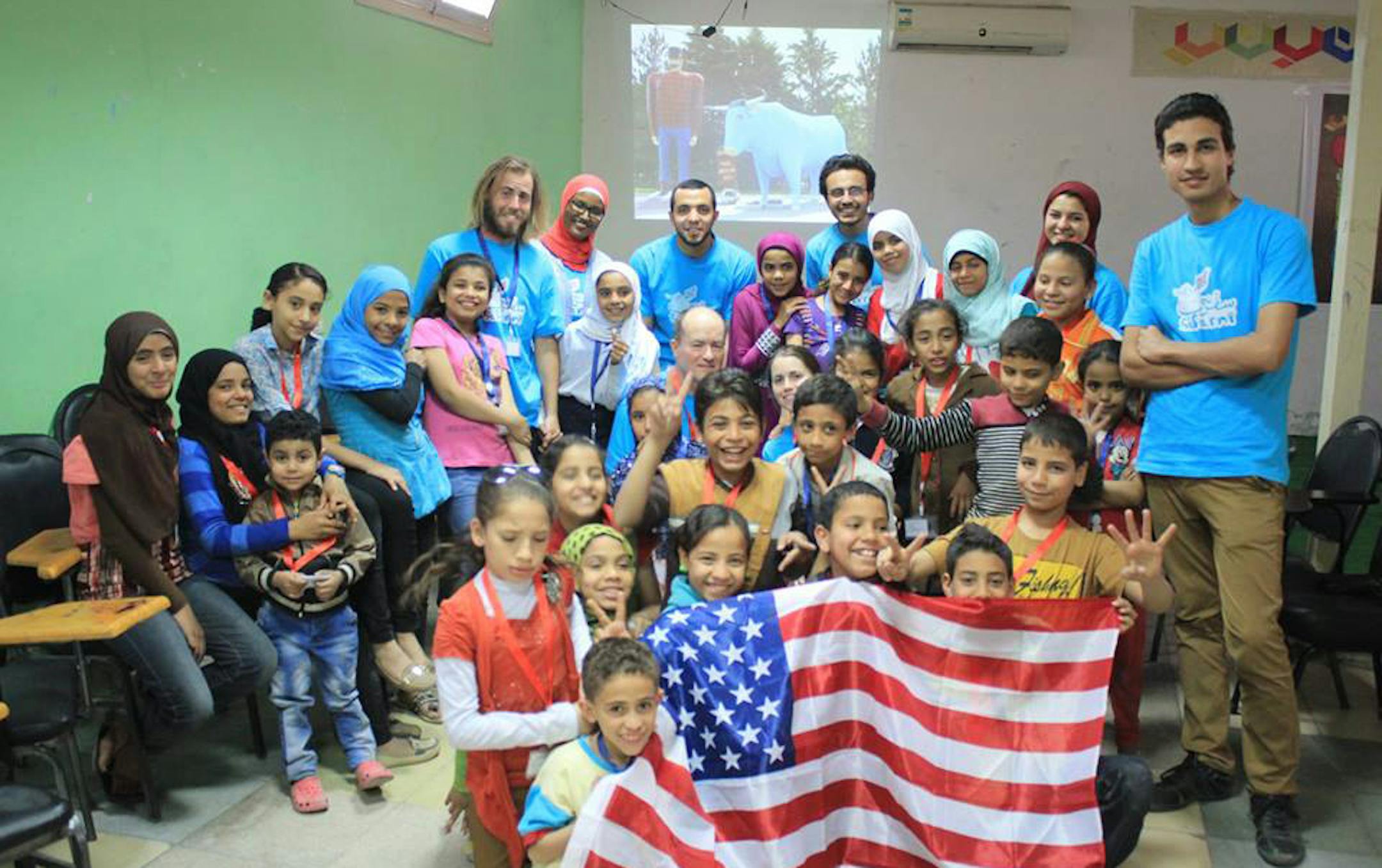 Andrew, back left, did a presentation on life in Minnesota for some schoolkids in Cairo. ORG XMIT: tTCf4Jp1_UPSn1r6n9y5