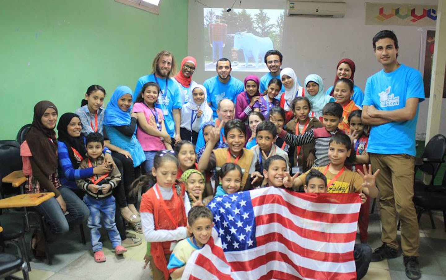 Andrew, back left, did a presentation on life in Minnesota for some schoolkids in Cairo. ORG XMIT: tTCf4Jp1_UPSn1r6n9y5