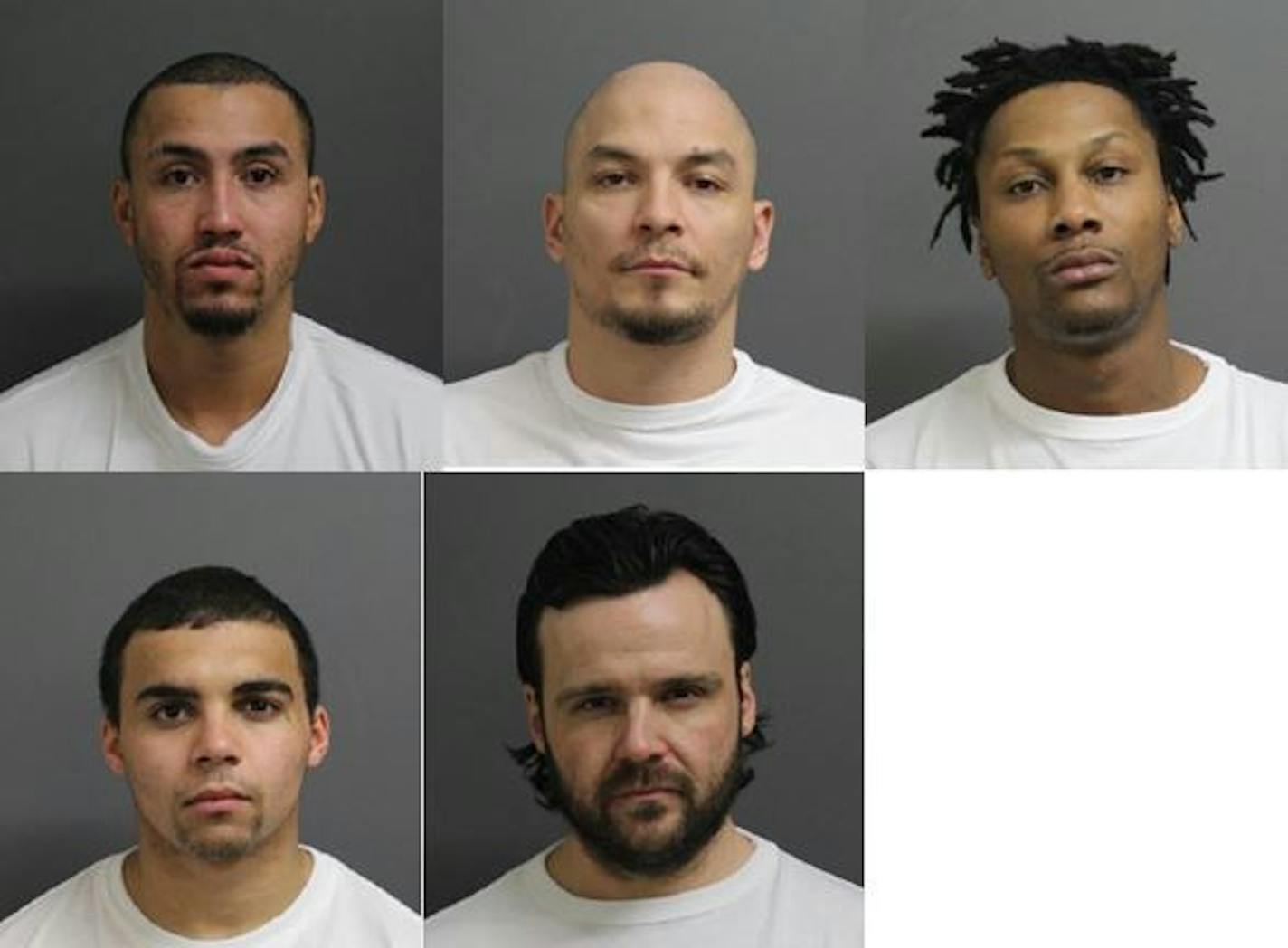 Top row left to right: James Douglas Mitchell, Paul Jerome Thunder, Kevin Ladell Mitchell. Bottom row left to right: Dylan Cantrell Bathke, Mitchell Dale Saltzman.