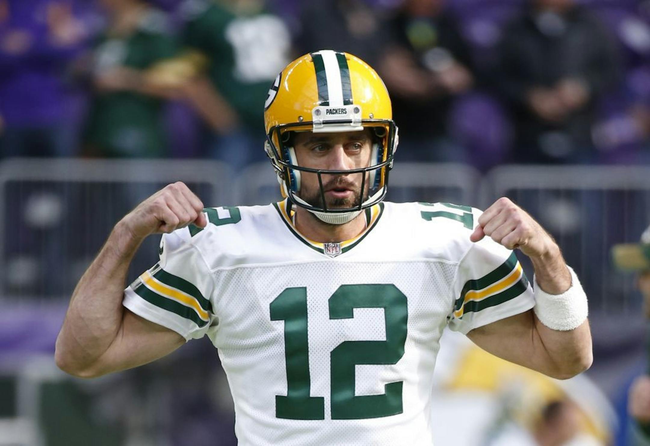 Green Bay Packers quarterback Aaron Rodgers (12)