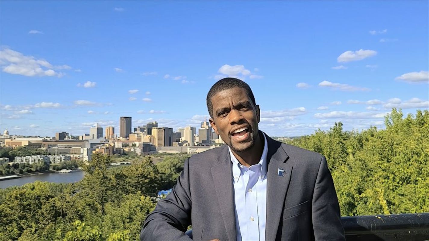 In this image from video, Mayor of St. Pasul, Minn., Melvin Carter, speaks during the state roll call vote on second night of the Democratic National Convention on Tuesday, Aug. 18, 2020.