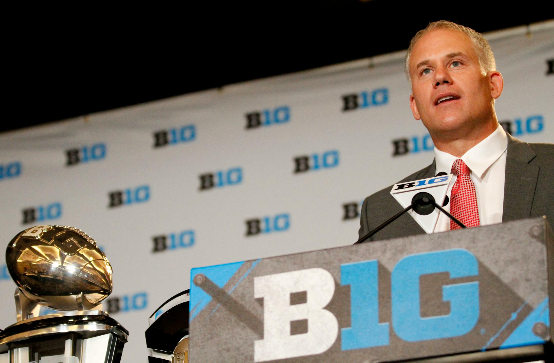 Maryland coach D.J. Durkin at Big Ten media days in July.