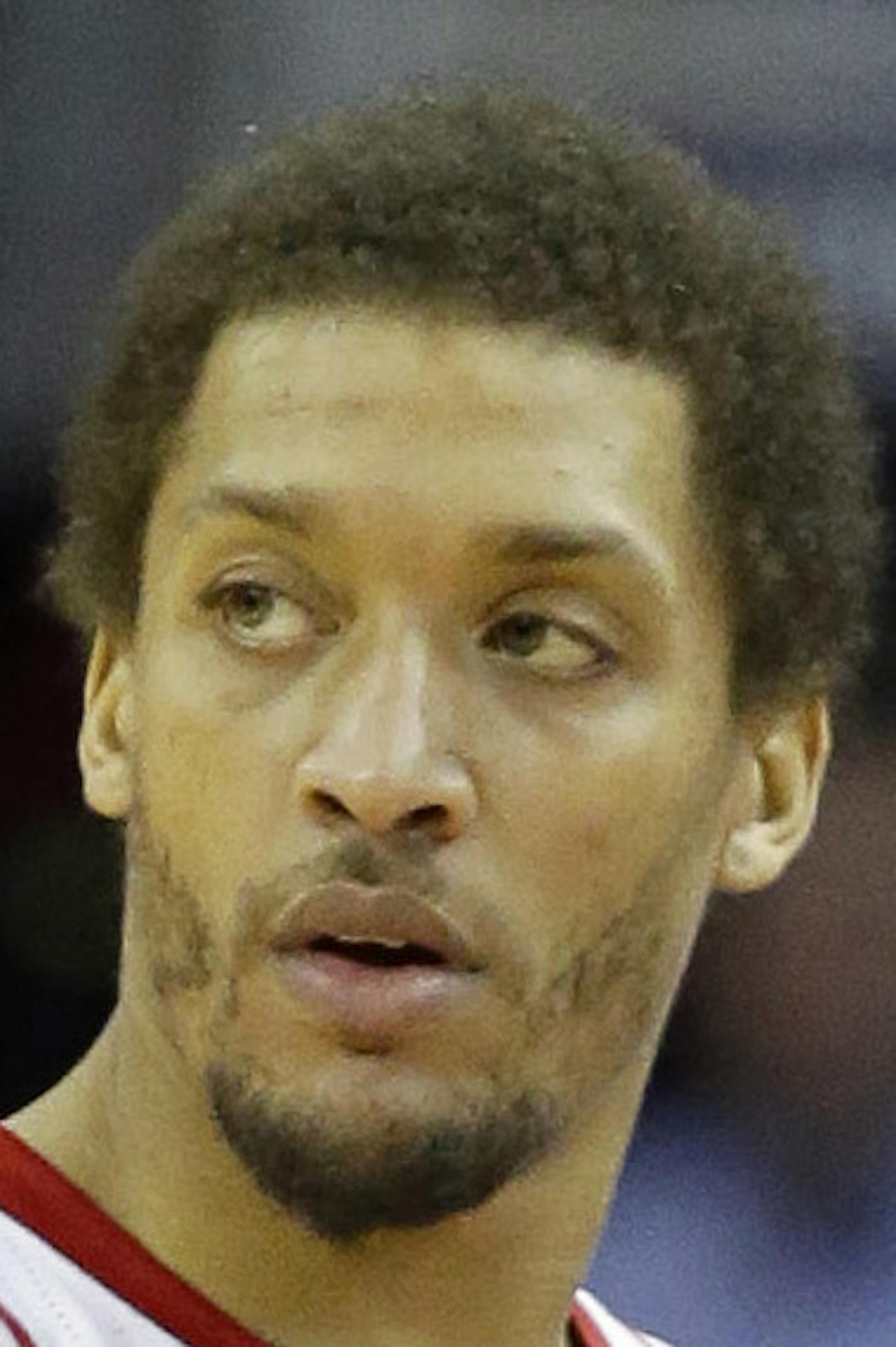 Houston Rockets Michael Beasley, left, talks with James Harden in the second half of an NBA basketball game against the Memphis Grizzlies Monday, March 14, 2016, in Houston. (AP Photo/Pat Sullivan)