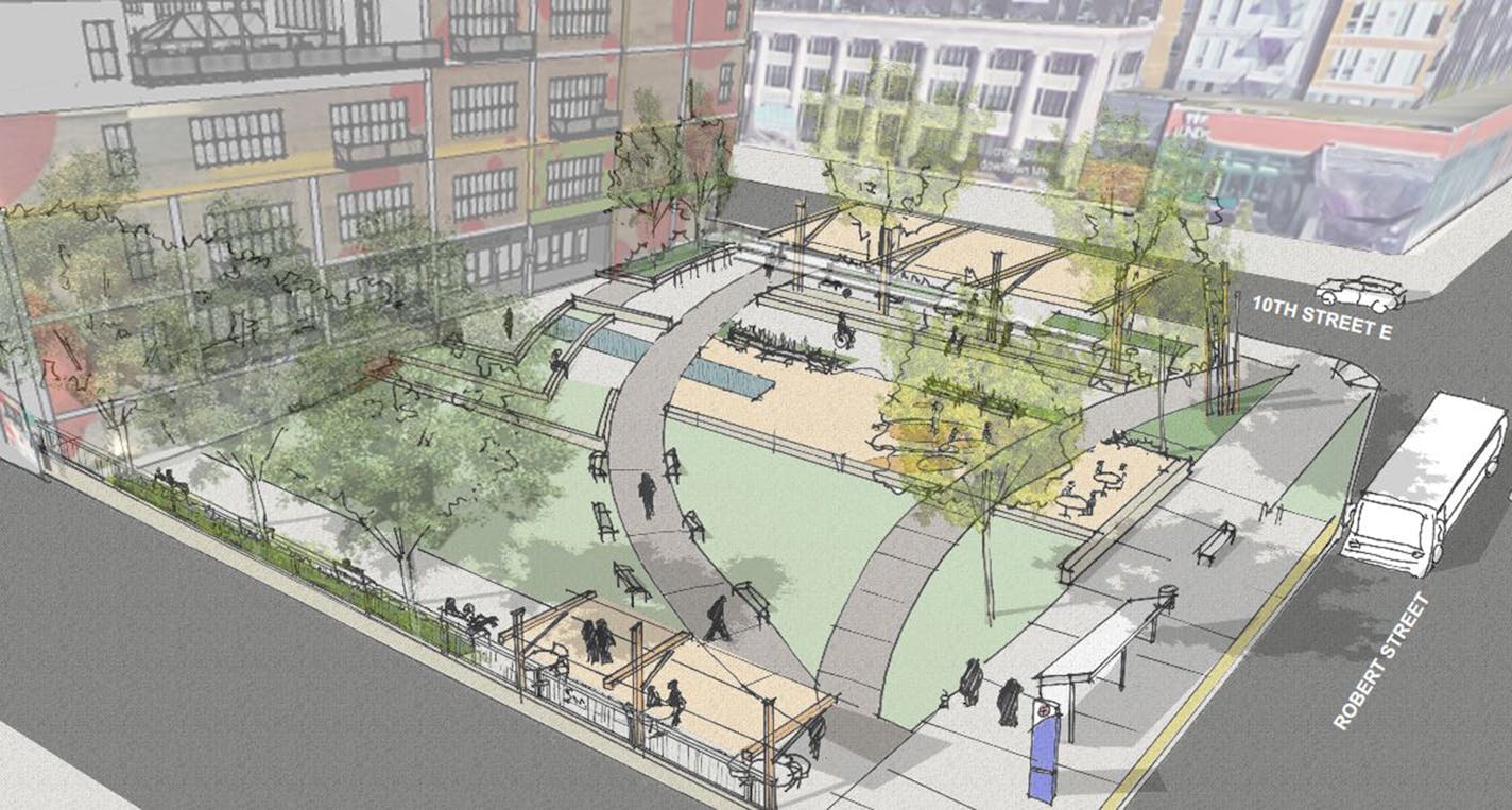 St. Paul officials expect work on the park at E. 10th and Robert streets to be finished in 2019.