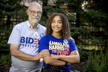 Claudia Moses, 17, and grandfather Jules Goldstein, are both serving as delegates at this year's virtual DNC, photographed Wednesday, August 18, 2020,