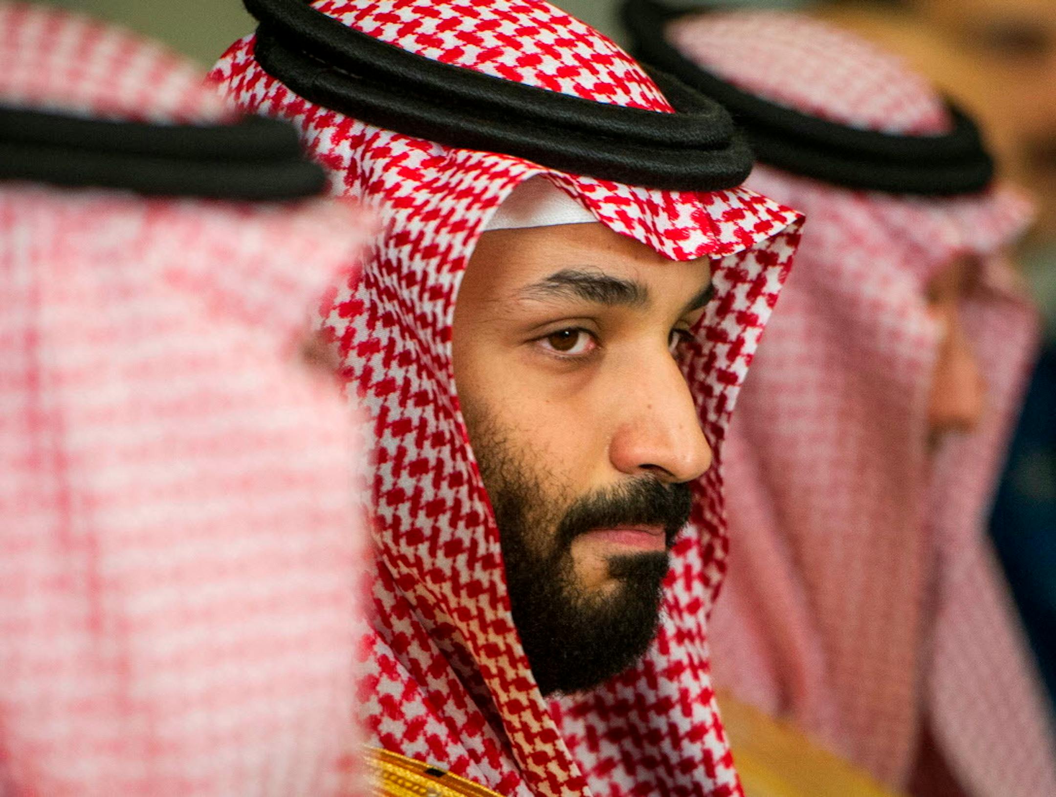 FILE - In this March 22, 2018, file photo, Saudi Crown Prince Mohammed bin Salman meets with U.S. Defense Secretary Jim Mattis at the Pentagon in Washington. In a kingdom once ruled by an-ever aging rotation of elderly monarchs, Saudi Crown Prince Mohammed bin Salman stands out as a youthful face of a youthful nation. But behind a carefully coiffed public-relations operation highlighting images of him smiling in meetings with the world�s top business executives and leaders like President Donald