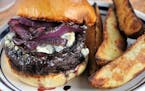 Sheet-Pan Red Wine and Blue Cheese Burgers With Roasted Wedge Fries. Photo by Meredith Deeds * Special to the Star Tribune