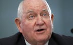 FILE - In this Feb. 27, 2019, file photo, Agriculture Secretary Sonny Perdue testifies during a House Agriculture Committee hearing on Capitol Hill in
