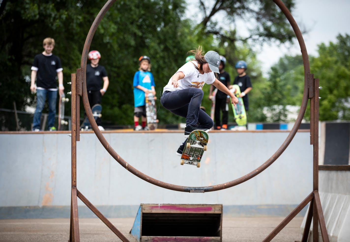 Nicole Hause skated with other kids at 3rd Lair Skate Park last month.