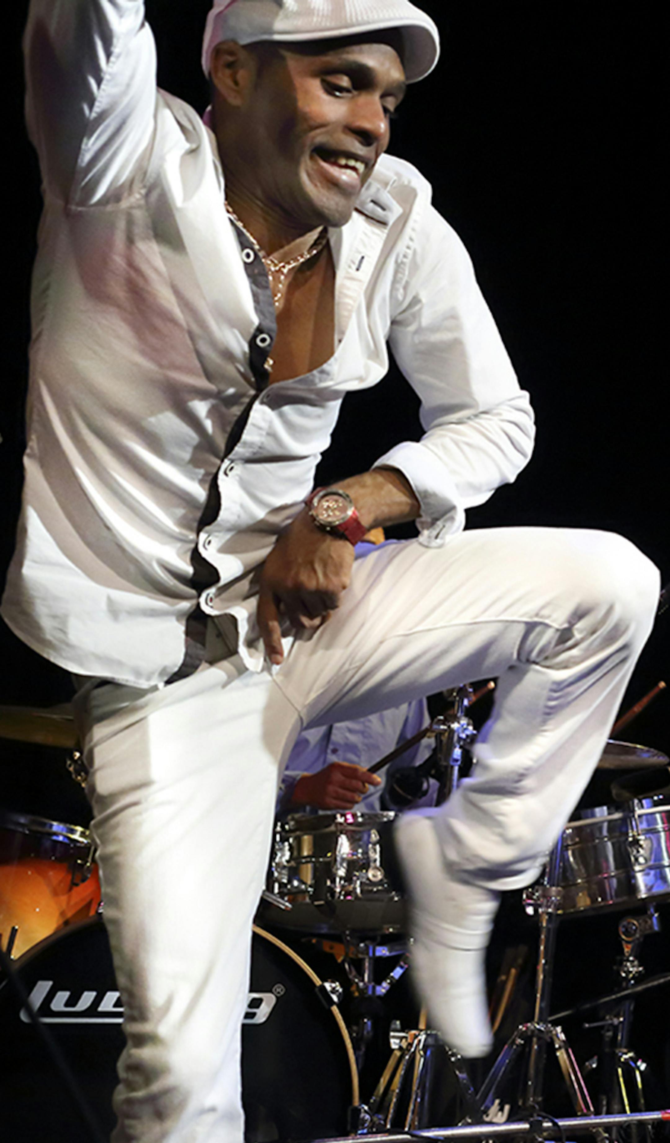 International Cuban performer Chini Yeniel Perez broke into dance with pianist, Yazmin Bowers, at a performance at the Cedar Cultural Center in May. (Photo by Steve Peterson)