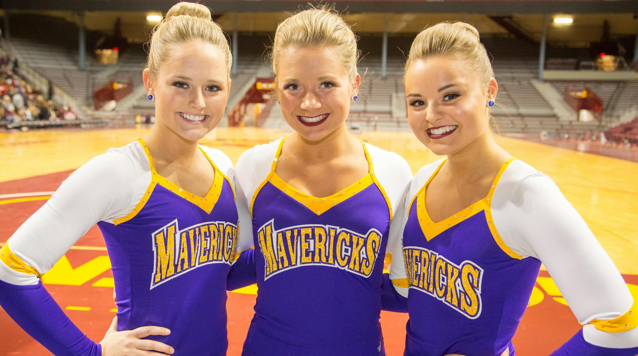 Minnesota State University, Mankato dancers, Kacee Kons, Brittany Kay and Brooklyn Kemmerer check out the 5,000 plus fans as they wait for the Best of the Best Showcase to commence. [ Special to Star Tribune, photo by Matt Blewett, Matte B Photography, matt@mattebphoto.com, January 6, 2017, University of Minnesota Dance Team's Best of the Best Showcase, William's Arena, University of Minnesota Campus, Minneapolis, Minnesota, SAXO 1002854050 FACE011517 https://www.facebook.com/kacee.kons
https://