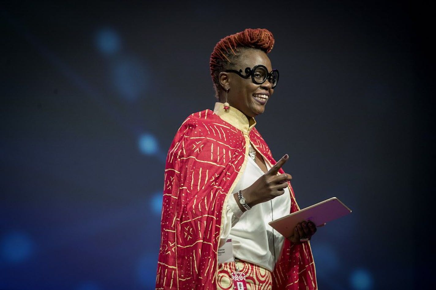 Caroline Wanga, Target's chief diversity and inclusion officer held a question and answer session with guest speak Earvin "Magic" Johnson at the annual University of St. Thomas Forum on Workplace Inclusion Conference at the Minneapolis Convention Center, Wednesday, April 11, 2018 in Minneapolis, MN.