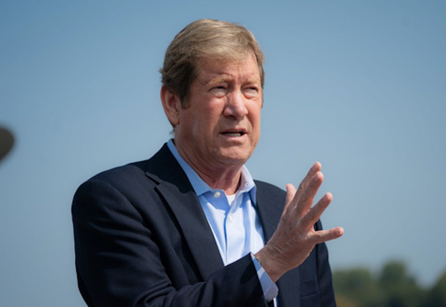 Jason Lewis spoke to supporters at a combined Minnesota GOP and Trump campaign rally in Stillwater in September 2020.