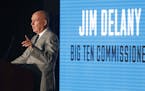 Bit Ten Commissioner Jim Delany responds to a question during the Big Ten Conference NCAA college football media days Thursday, July 18, 2019, in Chic