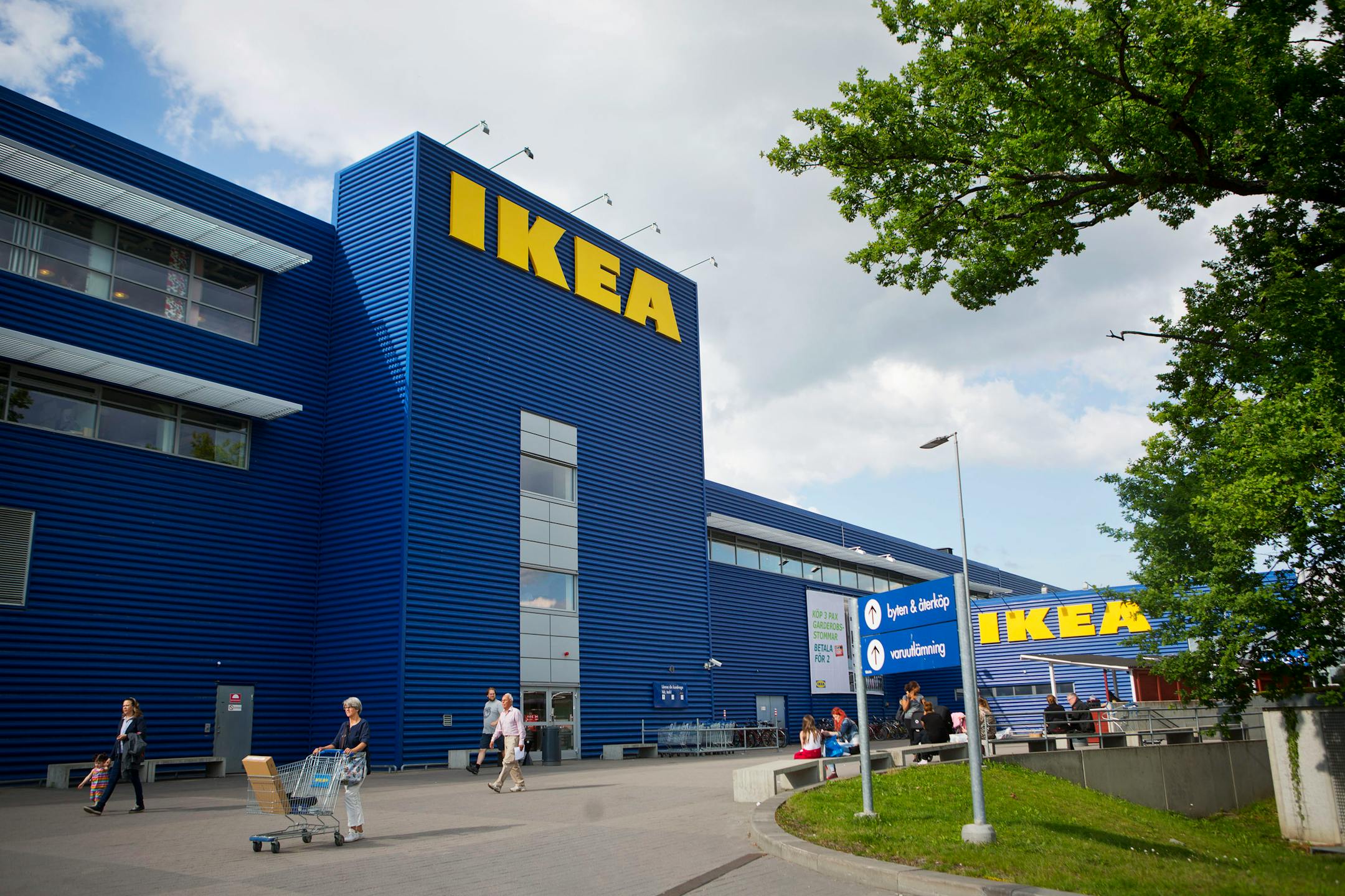 The Ikea AB logo sits on a store in Stockholm, Sweden.