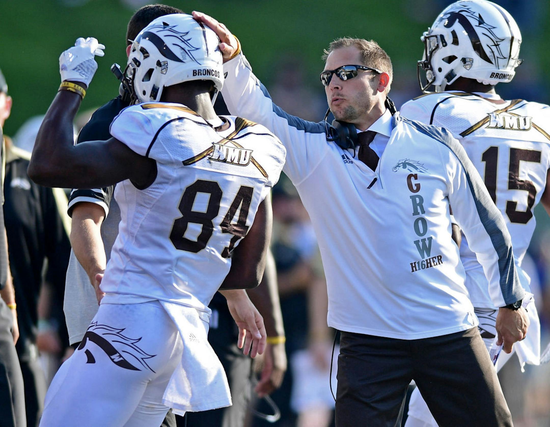 Corey Davis and P.J. Fleck at the Cotton Bowl.