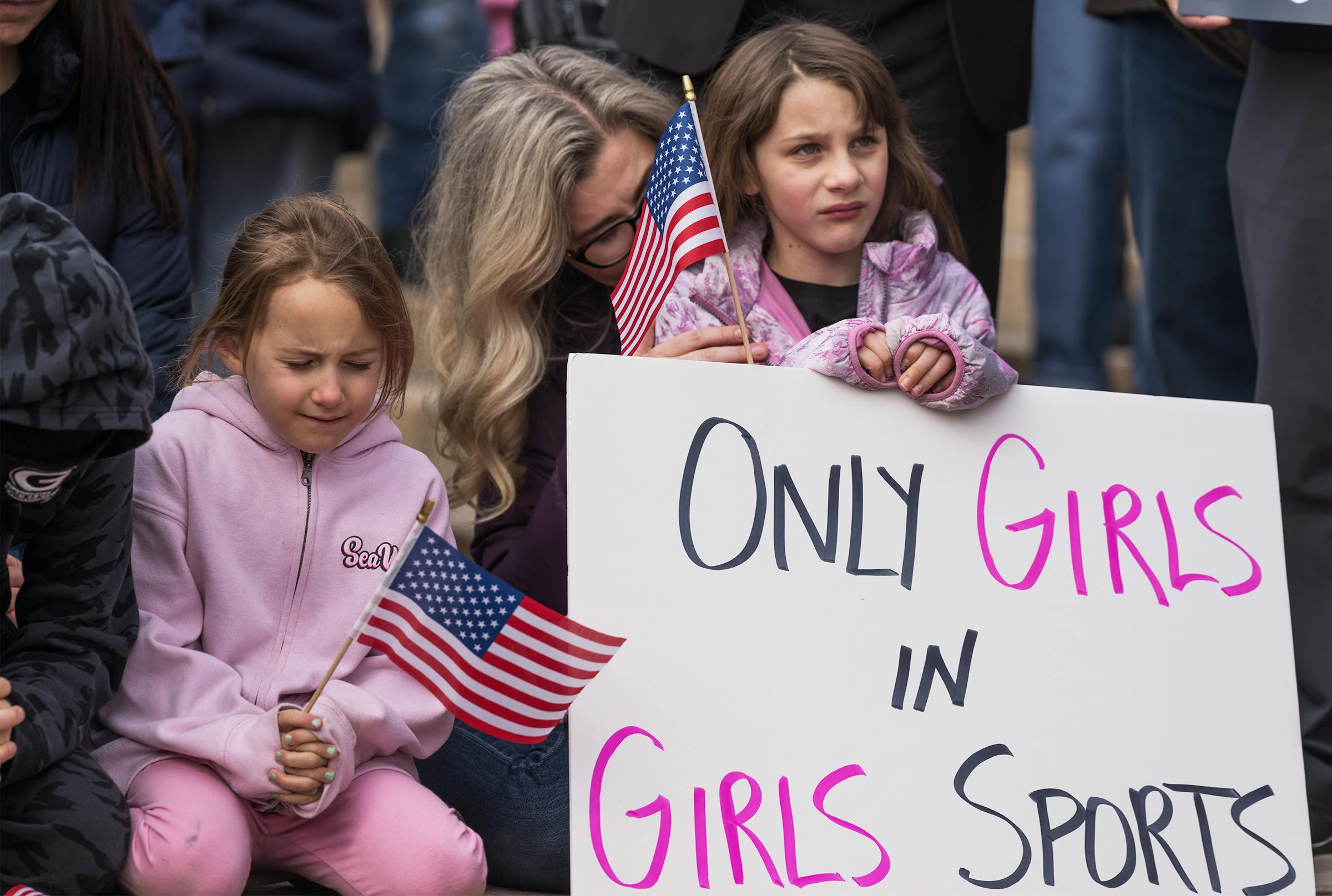 Supporters of bill banning trans girls from sports rally at State Capitol