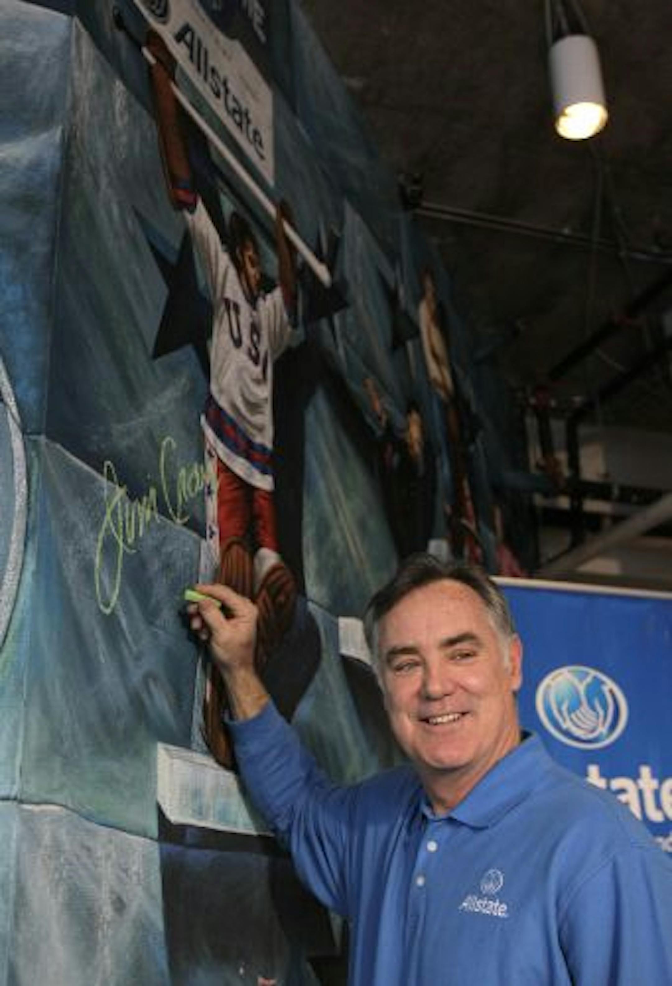 Jim Craig, goaltender for the 1980 U.S. Olympic men's hockey team, posed for photos during the unveiling of his image on U.S. Olympic Hall of Fame tribute at USA House in Vancouver on Monday.