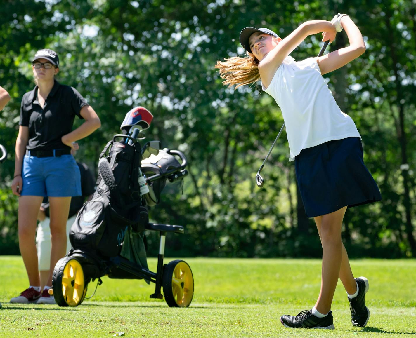 Seventh grader Kathryn Van Arragon of Blaine H.S. took first place with a score of 143. ] GLEN STUBBE &#xef; glen.stubbe@startribune.com Wednesday, June 13, 2018 Final round of girls golf state tournament. Class 3A golf championship game action.