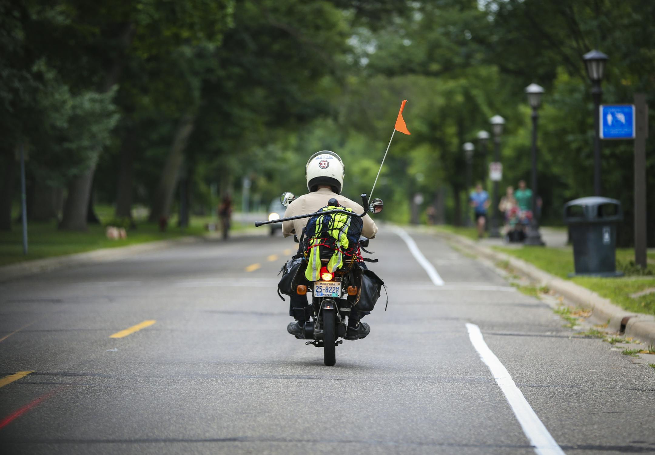 Jac Kelvie turned 80 in May, but thanks to his collection of mopeds, he is not slowing down. The former Minneapolis realtor has putt-putt-putted his way across the country via his moped that tops out at 30 miles per hour. On Thursday, August 7, 2014 he headed out to Sturgis, S.D. from Minneapolis, Minn. ] RENEE JONES SCHNEIDER ‚Ä¢ reneejones@startribune.com