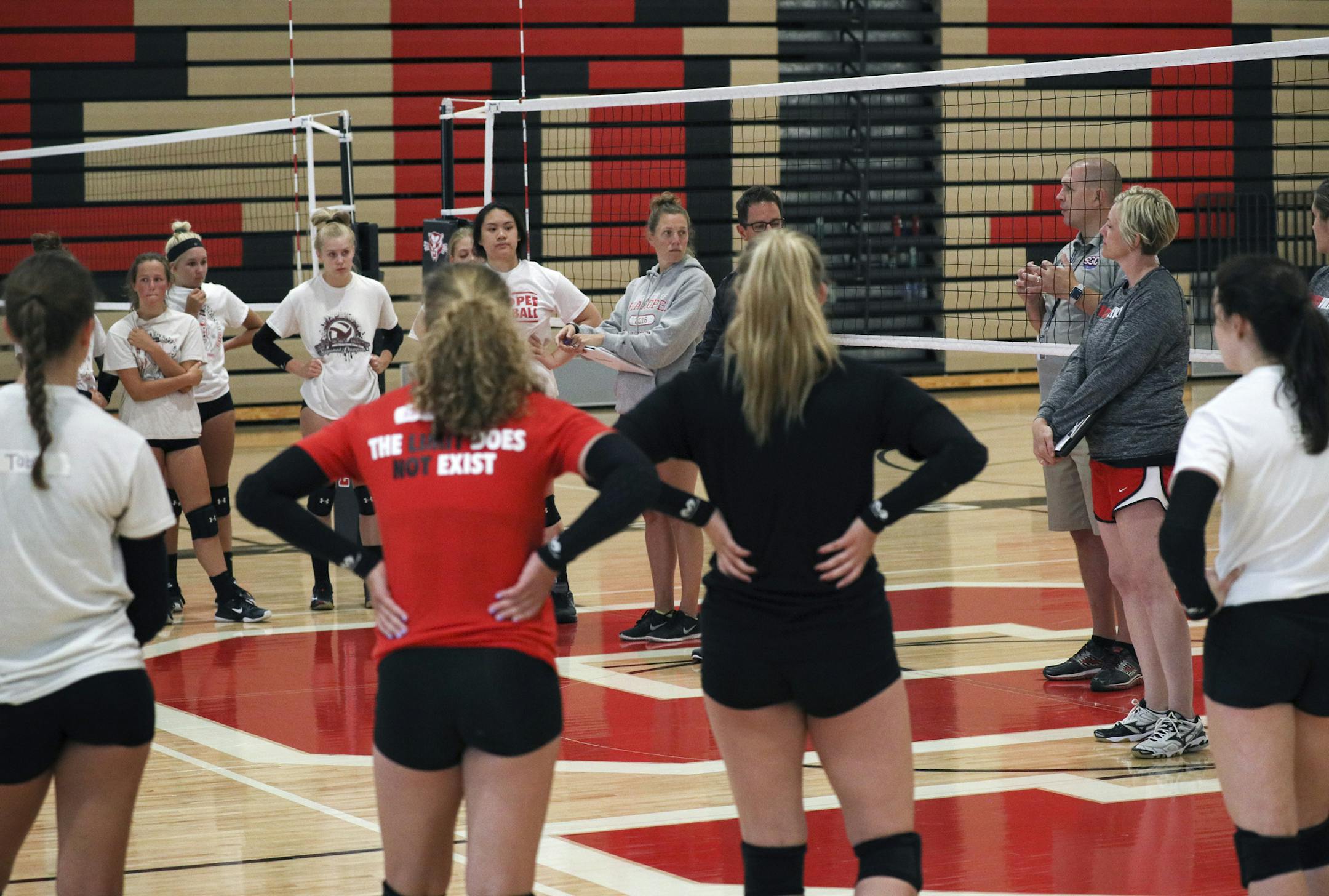 Shakopee's volleyball team gathered for the first day of practice.