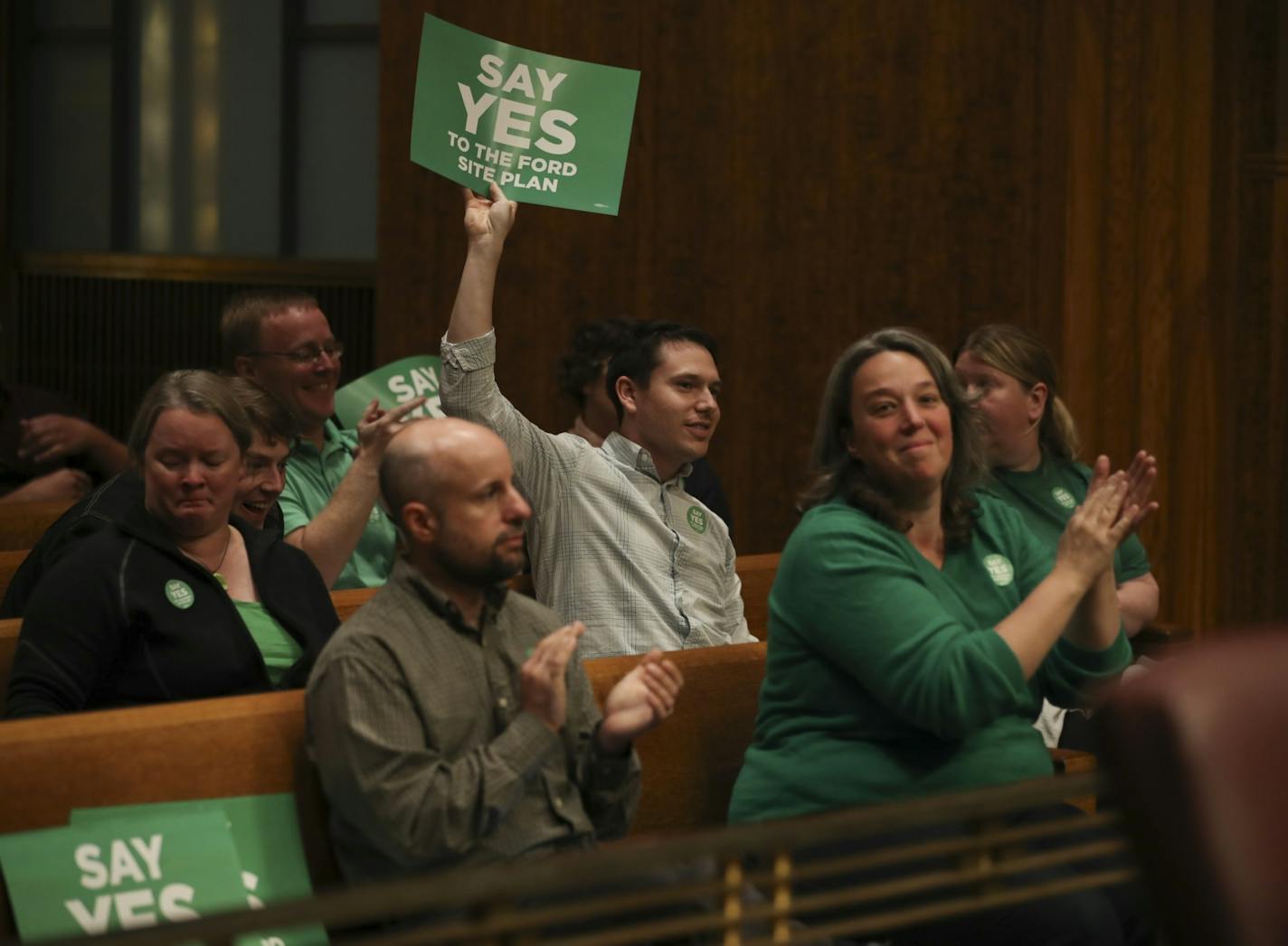 Supporters of the master plan to develop the Ford Plant site applauded after the St. Paul City Council voted to approve it 5-2.