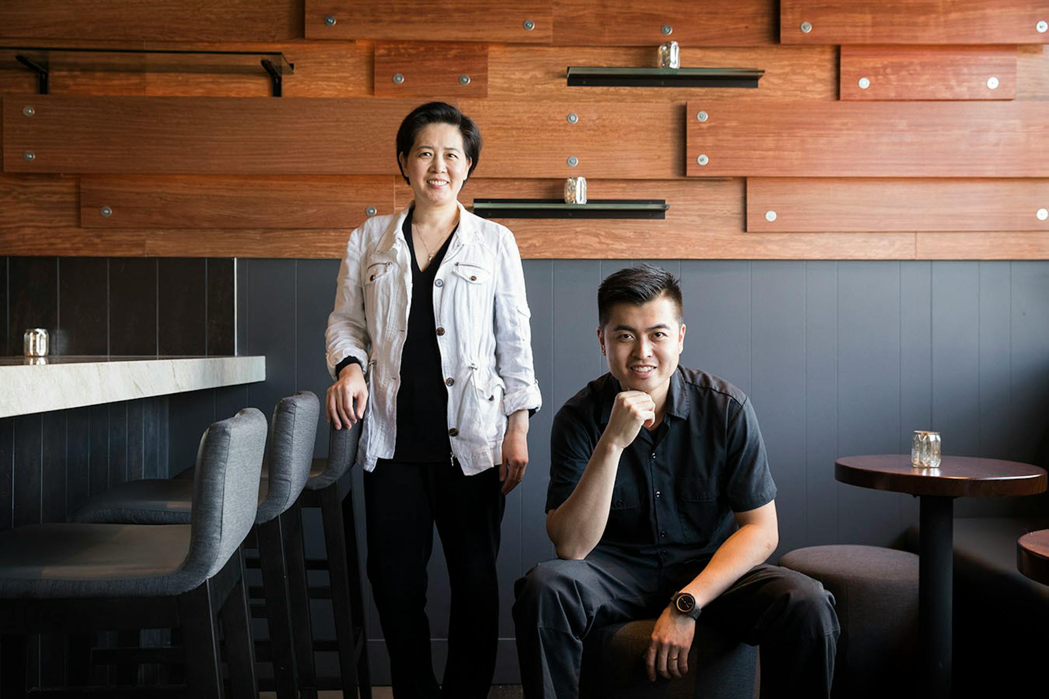 Co-owners Jessie Wong, left, and her son Zi "Jack" Wang at their restaurant Jun.