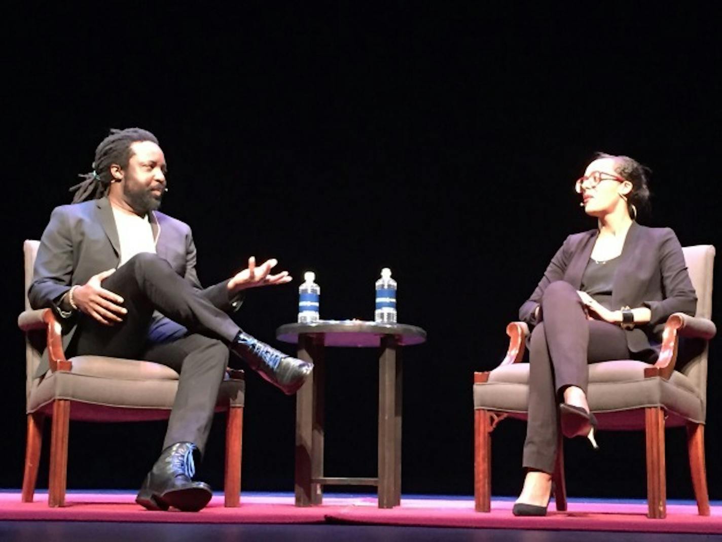 Marlon James and Lisa Lucas at the Guthrie Theater. Photo by Laurie Hertzel