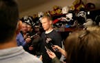Wild center Mikko Koivu spoke with media members at the end of the 2017 season. The NHL is expected to close all locker rooms to help stop the spread 