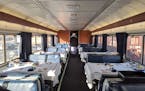 Somewhere in New Mexico, the dining car awaits the lunch crowd. Amtrak eliminated this dining experience on single-night, long-haul routes on the East